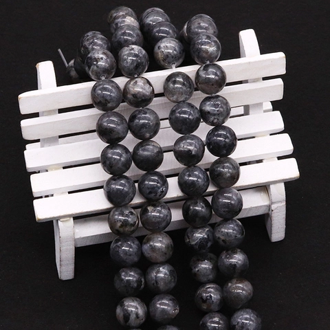 Natural Polished Labradorite Round Beads Loose Stone Beads For DIY Jewelry Making Bracelet Necklace Craft Dark Grey Black Color Jewelry Making Accessory