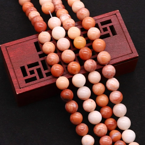 Naturstein Runde Perlen Für DIY Schmuckherstellung Polierte Halbedelstein Orange Rosa Lose Perlen Für Halskette Armband Handwerk