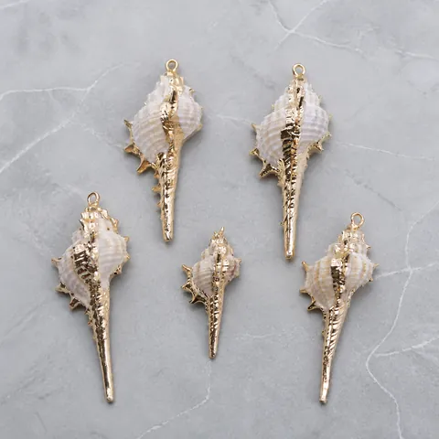 Natuurlijke Conch Schelp Hanger Met Vergulde Metalen Rand Zeeslak DIY Sieraden Vinden Handgemaakte Accessoire Ketting Hanger