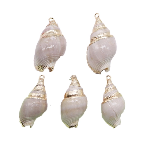 Natural 3D Conch Shell Pendant With Metal Edging Sea Snail Charms For DIY Necklace Bracelet Jewelry Making Accessories