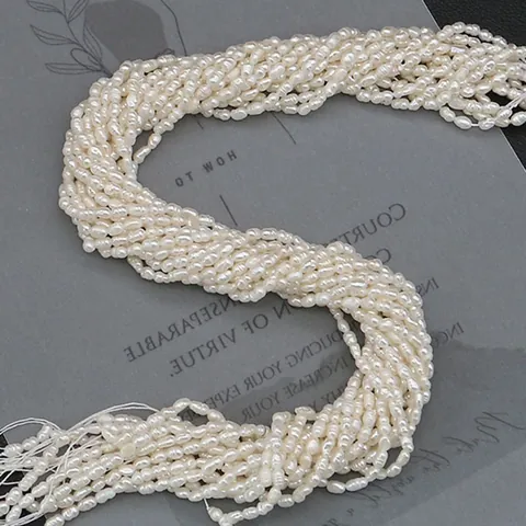Natural Freshwater Pearl Loose Beads Rice Shape White Cultured Pearl Strands For DIY Necklace Bracelet Making Accessories