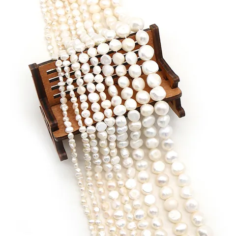 Natural Freshwater Pearl Beads Baroque Style Cultured Pearl Strands For DIY Jewelry Making Necklaces Bracelets White Beads