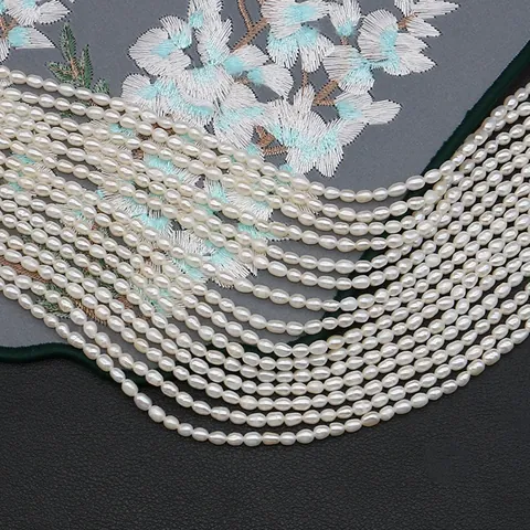 Natural Freshwater Pearl Rice Shape Loose Beads For DIY Necklace Bracelet Earrings Jewelry Making Cultured Pearl Strands
