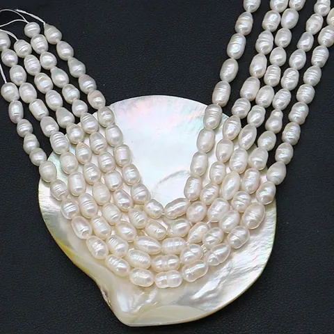 Natural Freshwater Pearl Rice Beads For DIY Necklace Bracelet Jewelry Making Cultured Baroque Pearl String Accessories