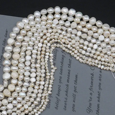 Natural Freshwater Pearl Beads Baroque Style Cultured Pearl Strands For DIY Jewelry Making Necklaces Bracelets White Beads