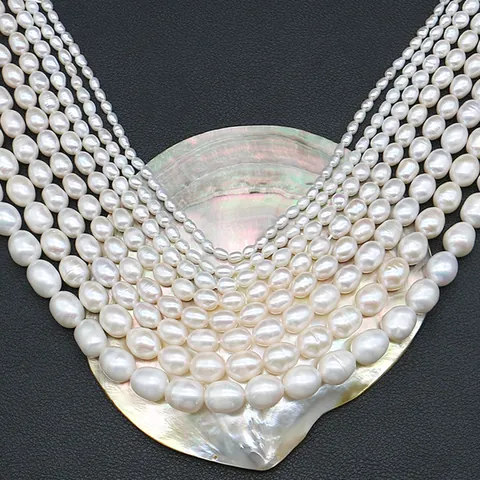 Natural Freshwater Rice Pearl Beads For DIY Jewelry Making Baroque Style Cultured Pearl For Necklace Bracelet Accessories