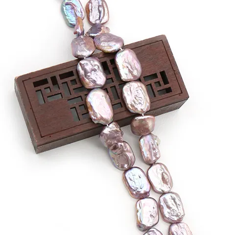 Natural Freshwater Pearl Strand Rectangular Baroque Edison Beads Purple Cultured Pearl For DIY Necklace Jewelry Making Accessories