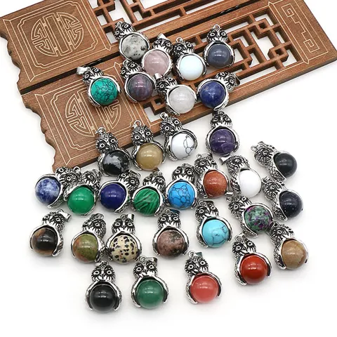 Vintage Zinklegierung Naturstein Eulenform Anhänger Für DIY Halskette Schmuckherstellung Zubehör Bohemian Stil Tiermotive Charms