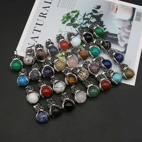 Vintage Zinklegierung Naturstein Eulenform Anhänger Für DIY Halskette Schmuckherstellung Zubehör Bohemian Stil Tiermotive Charms