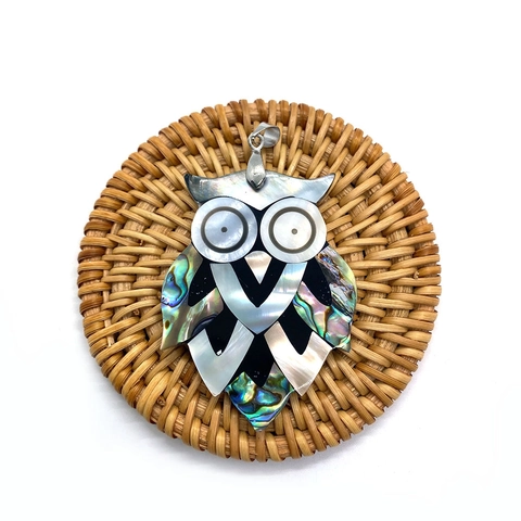 Natural Sea Shell Owl Pendant Only Without Chain Abalone Shell White Mother Of Artificial Pearl Spliced Animal Charm For DIY Jewelry