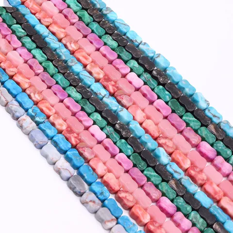 Natural Imperial Stone Bone Shape Butterfly Bowknot Flat Beads Synthetic Turquoise Loose Beads For DIY Jewelry Making