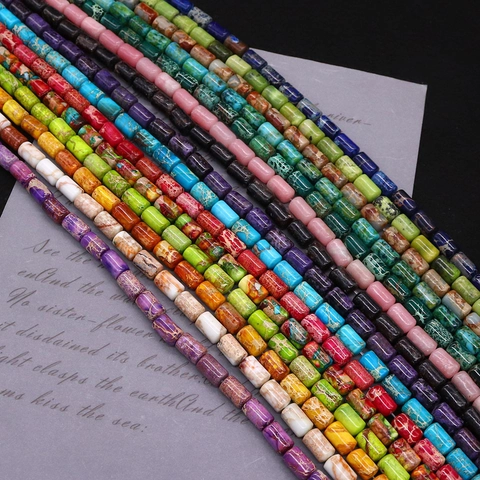 Natural Stone Imperial Jasper Cylinder Tube Beads Loose Spacer Beads For DIY Jewelry Making Necklace Bracelet Accessories