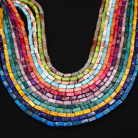 Rectangular Synthetic Turquoise Imperial Jasper Tube Bar Loose Beads Polished Stone Spacer Beads For DIY Jewelry Making