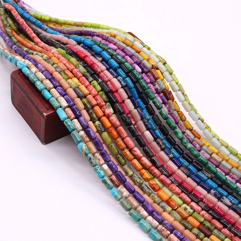 Natural Stone Imperial Jasper Tube Beads Cylindrical Spacer Beads For DIY Jewelry Making Necklaces Bracelets Accessory