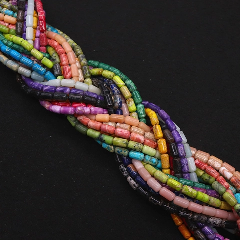 Cuentas Sueltas de Tubo Cilíndrico Turquesa Sintética Jaspe Imperial Teñido Cuentas de Piedra Para Fabricación de Joyas DIY Pulsera Collar Accesorios Manualidades