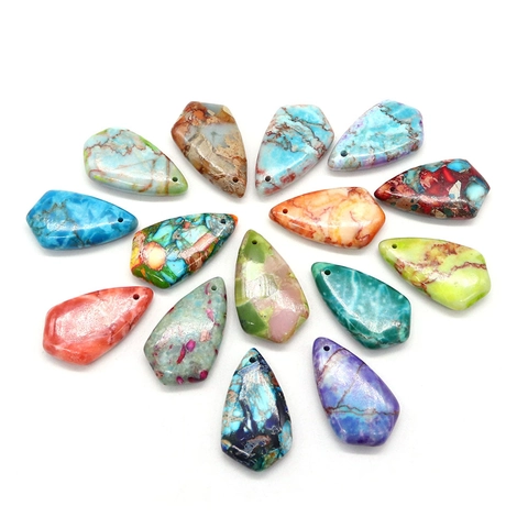 Natural Stone Teardrop Pendants For DIY Jewelry Making Imperial Stone Charms Polished Gemstone Pendant Accessory Turquoise Pattern Stone For Necklaces