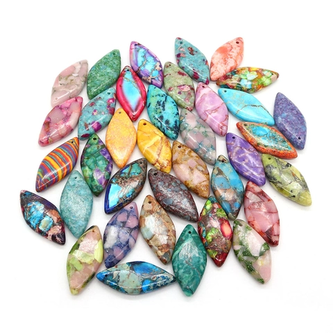 Natural Stone Imperial Stone Rhombus Marquise Pendant Only Without Chain For DIY Jewelry Making Accessories Multi Color