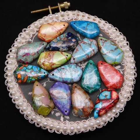Natural Stone Teardrop Pendants For DIY Jewelry Making Imperial Stone Charms Polished Gemstone Pendant Accessory Turquoise Pattern Stone For Necklaces