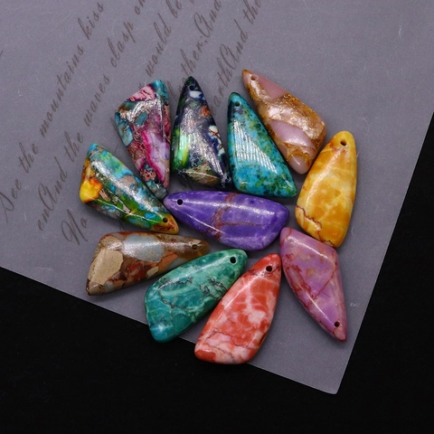 Triangle Imperial Jasper Pendant Only Without Chain Synthetic Turquoise Stone Charms For DIY Jewelry Making Necklaces Vintage Ethnic Style Pendant