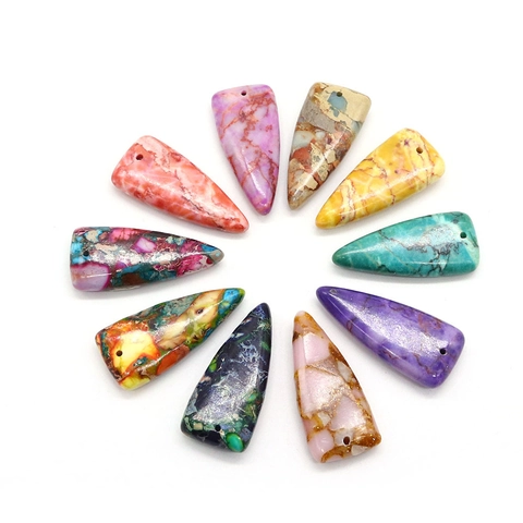 Triangle Natural Stone Imperial Jasper Pendants Synthetic Turquoise DIY Jewelry Making Charms For Necklace Vintage Styles