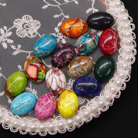 Cabujones de Piedra Natural Ovalados Pulidos Jaspe Imperial Turquesa Cuentas para Creación de Joyas DIY Accesorios