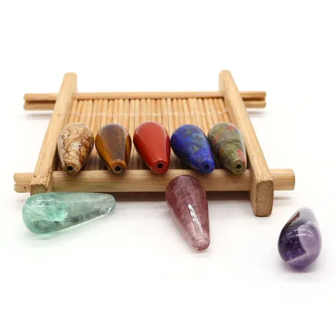 Natural Stone Teardrop Beads Strawberry Quartz Amethyst Crystal Water Drop Loose Beads For DIY Jewelry Making Accessories
