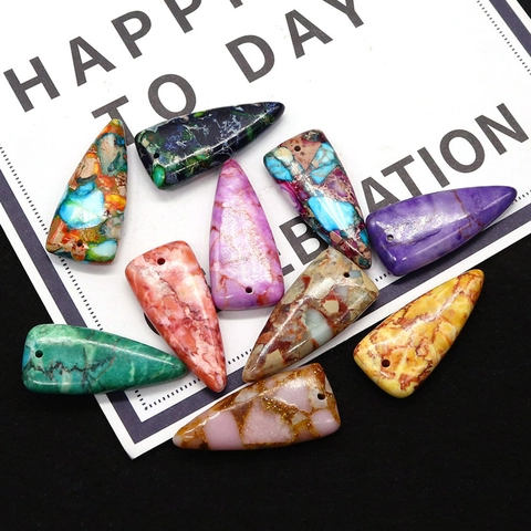 Triangle Natural Stone Imperial Jasper Pendants Synthetic Turquoise DIY Jewelry Making Charms For Necklace Vintage Styles