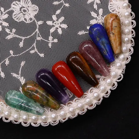 Natural Stone Teardrop Beads Strawberry Quartz Amethyst Crystal Water Drop Loose Beads For DIY Jewelry Making Accessories