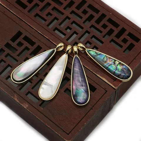 Colgante de Gota de Concha Nácar Chapado en Oro Cobre DIY Joyería Accesorio Incrustación de Abulón para Mujer