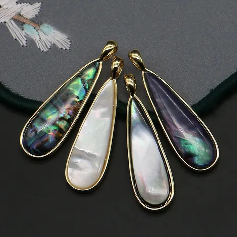 Colgante de Gota de Concha Nácar Chapado en Oro Cobre DIY Joyería Accesorio Incrustación de Abulón para Mujer
