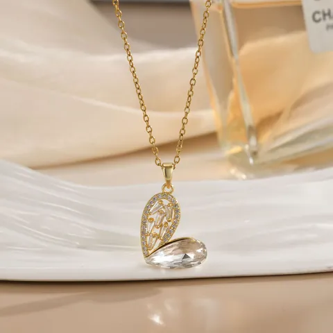 Mode Koreanisch Kupfer Zirkonia Anhänger Halskette Für Damen Elegant Gold Silber Farbe Kleeblatt Blume Eingelegte Schlüsselbeinkette Schmuck Geschenk