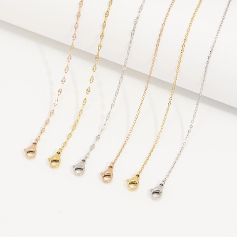 Cadena de Collar Minimalista de Acero de Titanio para Hacer Joyas Oro Plata Oro Rosa Cadena en O Cadena de Labios con Cierre Langosta DIY