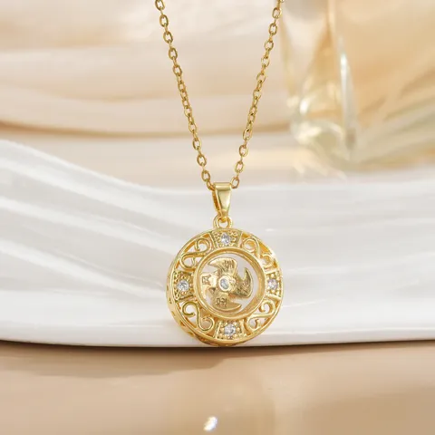 Rotating Windmill Pendant Necklace For Women Copper Gold Plated Zirconia Rotating Luck Charm Jewelry Gift