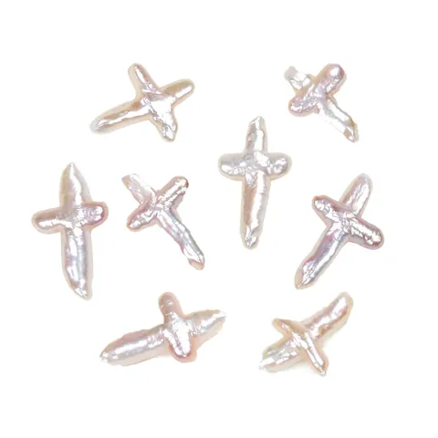 Perles d'Eau Douce Naturelles Baroques en Forme de Croix Perles en Vrac Sans Trou Perles Blanches Polies pour Création de Bijoux DIY
