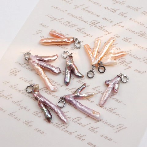 Ciondolo in Perla de Agua Dulce Barocca Naturale d'Acqua Dolce Con Chiusura in Argento Sterling S925 Forma a Artiglio di Pollo Gioielli DIY