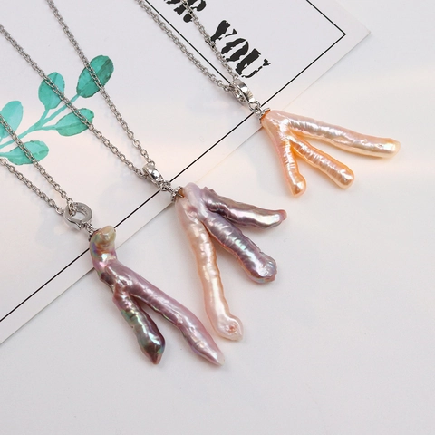 Ciondolo in Perla de Agua Dulce Barocca Naturale d'Acqua Dolce Con Chiusura in Argento Sterling S925 Forma a Artiglio di Pollo Gioielli DIY