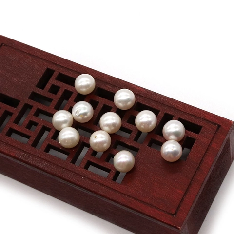 High Luster Freshwater Pearl Beads Half Drilled Round Loose Pearls For Earring Necklace DIY Jewelry Making White Pearl