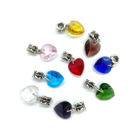 Collier Pendentif Cœur en Cristal de Verre Facetté Avec Bélière en Alliage Gravé pour Femme Accessoires Bijoux DIY Cadeau