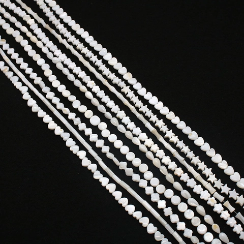 Natural White Shell Beads For Jewelry Making DIY Star Heart Flower Shape Polished Mother Of Artificial Pearl Loose Beads For Bracelet