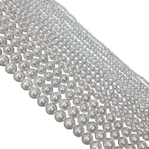 Round White Glass Artificial Pearl Loose Beads Faux Shell Artificial Pearl Lacquered Beads For DIY Necklace Bracelet Jewelry Making Accessories