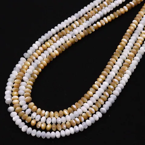 Natural Mother Of Pearl Shell Abacus Rondelle Loose Beads For DIY Necklace Bracelet Jewelry Making Crafting Findings Accessories