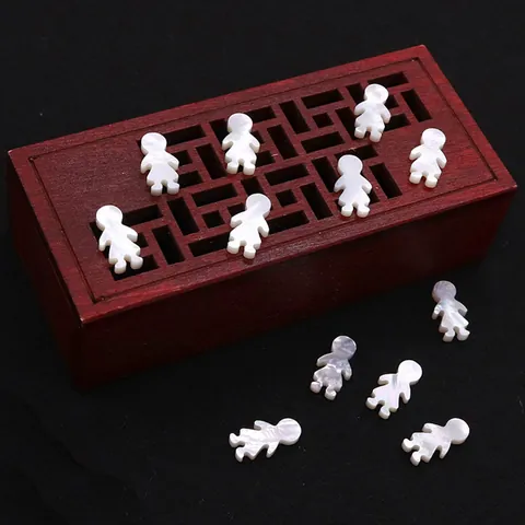 Natural White Mother Of Artificial Pearl Shell Figure Beads Small Doll Shape Horizontal Hole Loose Beads For DIY Jewelry Making