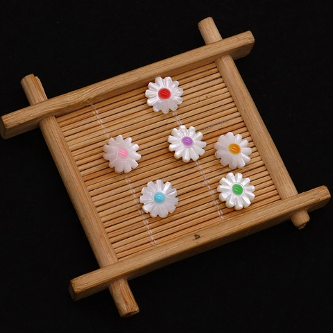 Natural White Shell Daisy Flower Beads Colorful Enamel Floral Loose Beads For Jewelry Making DIY Bracelet Necklace