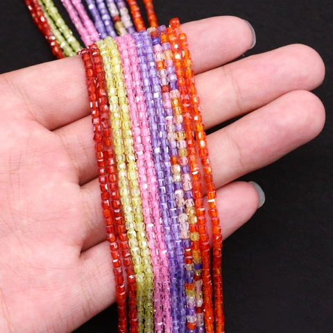 Natürliche Zirkonia Stein Facettierte Quadratische Würfel Perlen Für DIY Halskette Armband Schmuckherstellung Bunte Zuckerwürfel Lose Perlen Zubehör