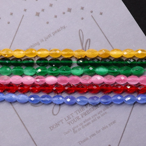 Gefacetteerde Natuursteen Ovaal Losse Kralen Kattenoogsteen Voor DIY Sieraden Maken Ketting Armband Handwerk Benodigdheden Kralenstreng