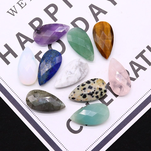 Natuursteen Gefacetteerde Druppel Kralen Waterdruppel Edelsteen Losse Kralen Voor DIY Ketting Sieraden Maken Accessoires