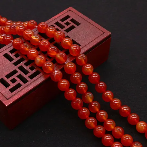 Natural Red Agate Carnelian Round Beads Polished Loose Strand Beads For DIY Necklace Bracelet Jewelry Making Gift