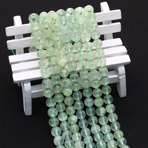 Natural Prehnite Stone Round Loose Beads Polished Green Gemstone Spacer Beads For DIY Jewelry Making Bracelet Necklace