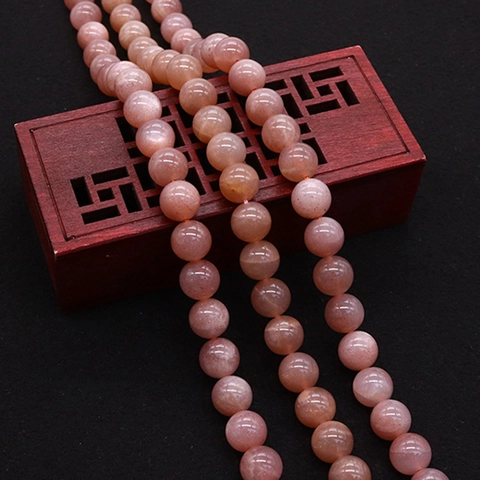 Natural Orange Moonstone Round Beads Sunstone Semi-Precious Stone Loose Beads For DIY Necklace Jewelry Making Accessories