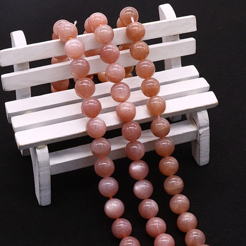 Natural Sunstone Orange Moonstone Round Loose Beads For DIY Jewelry Making Necklaces Bracelets 4mm 6mm 8mm 10mm